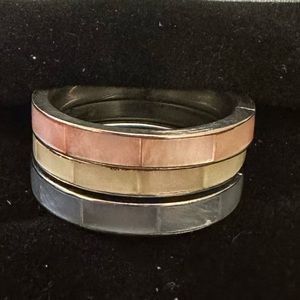 3 ring stack - white blue and pink - size 6